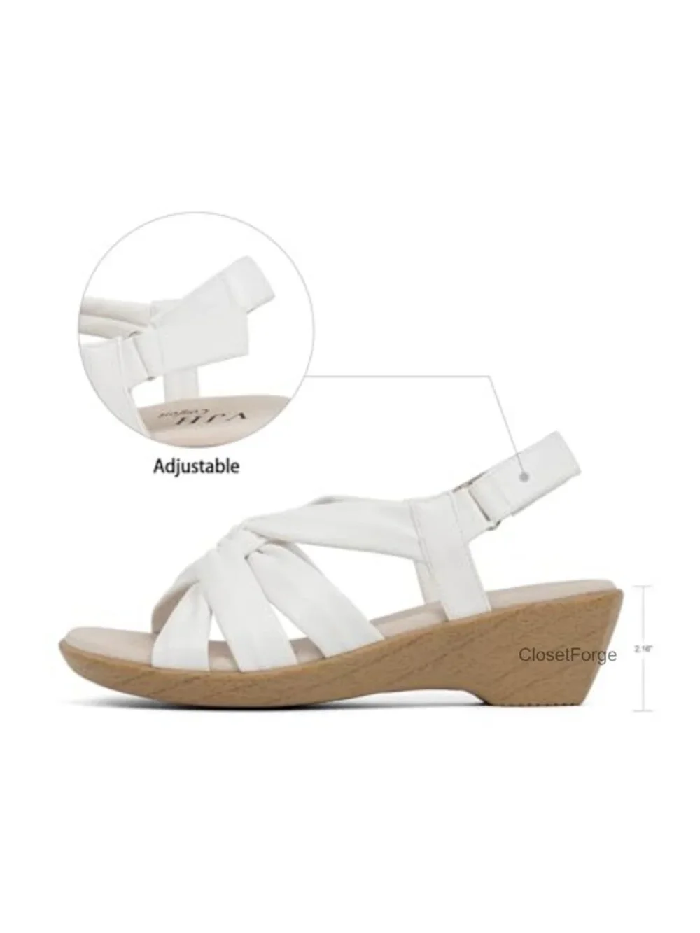 Women's Wedge Sandals Strappy Open Toe Platform with Cushioned Leather Insole